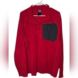 The North Face Men's Red Polartec Jacket Size XL 1/4 Zip Pullover